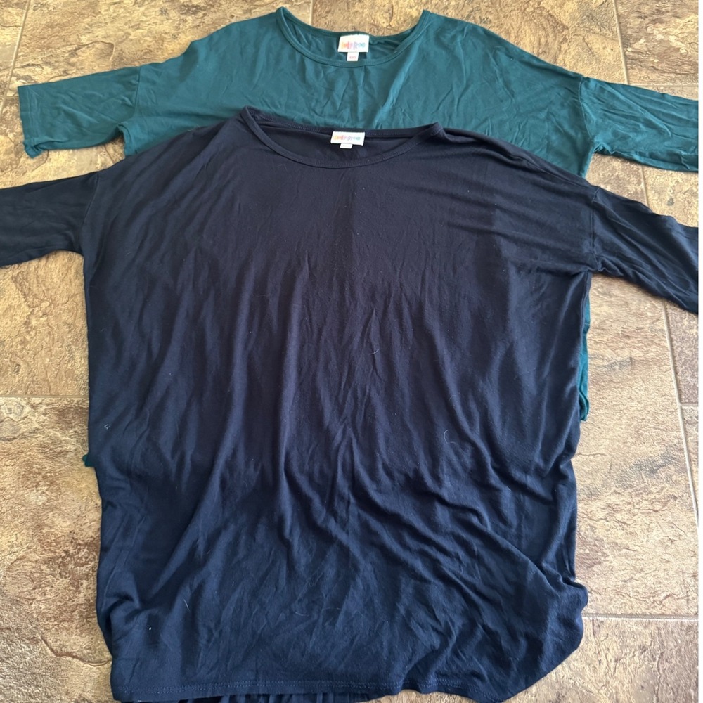 LuLaRoe XXS Casual Tunic Top Bundle, Womens Round Neck Dress, Green & Black‎